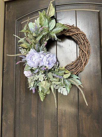 Everyday Floral Wreath Front Door, Handmade Lavender White Grapevine Wreath, Front Porch Decor, Garden Style Greenery Wreath, Mothers Day