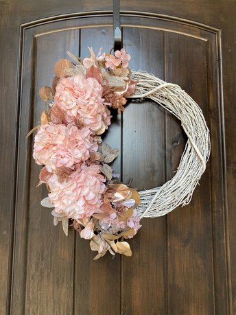 Valentines Day Wreath Front Door, Pink White Hydrangea Wreath, Elegant Valentine's Day Door Decor, Handmade Valentines Gift for Her