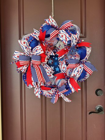 4th of July Door Wreath, Front Door Patriotic Wreath, America Red White and Blue Wreath, Fourth of July Memorial Day Wreath Door Decor