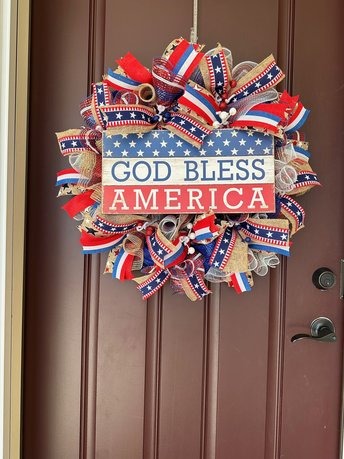 4th of July Double Front Door Wreaths, God Bless America Rustic Wreath, Patriotic Home Decor, Large Memorial Day or Fourth of July Wreath