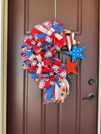 4th of July Patriotic Grapevine Wreath Front Door, Large Stars and Stripes Wreath, Memorial Day Fourth of July Home Decor, Americana Porch