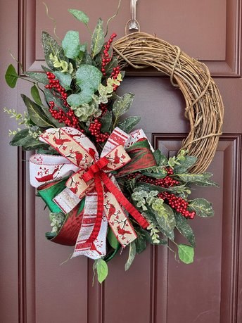 Red White Valentines Day Wreath for Front Door, Multi season Grapevine floral wreath, Winter Christmas Cardinal Front Porch Door Decor