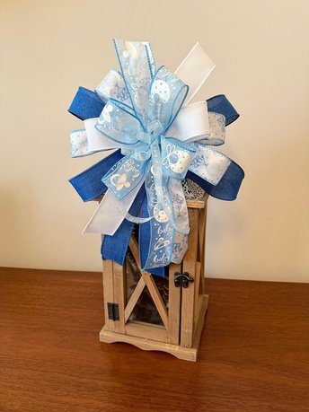 Baby Shower Decor Bow, Large Blue Baby Boy Bow for Front Door, Baby Shower Decoration, It's a Boy Wreath Bow, New Baby Announcement Decor