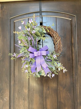 Everyday Wreath Front Door, Handmade Lavender Floral Wreath, Front Porch Door Decor, Wildflower Wreath, Housewarming Gift, Gift for Mother
