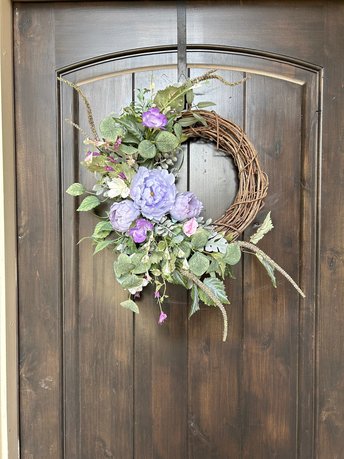 Everyday Floral Wreath Front Door, Handmade Lavender White Grapevine Wreath, Front Porch Decor, Garden Style Greenery Wreath, Mothers Day